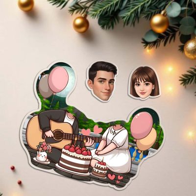 Personalized Funny Caricature for Birthday Girl Custom with Face Cutout Shaking Head Feature Surprise Birthday Gift for Girlfriend, Wife, Bestie & Sister Battery Powered Table Decor